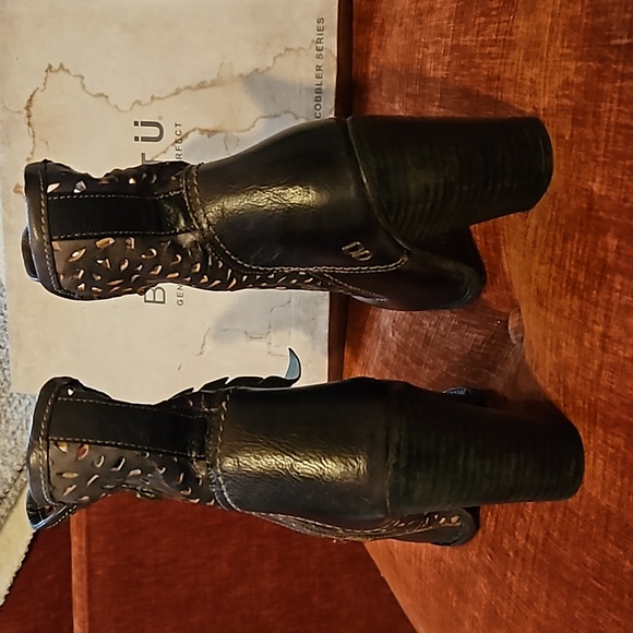 BED STU Irma Graphito Rustic Boots High Heel Leather Cutouts Black Size 9.5 NWT - Picture 6 of 16